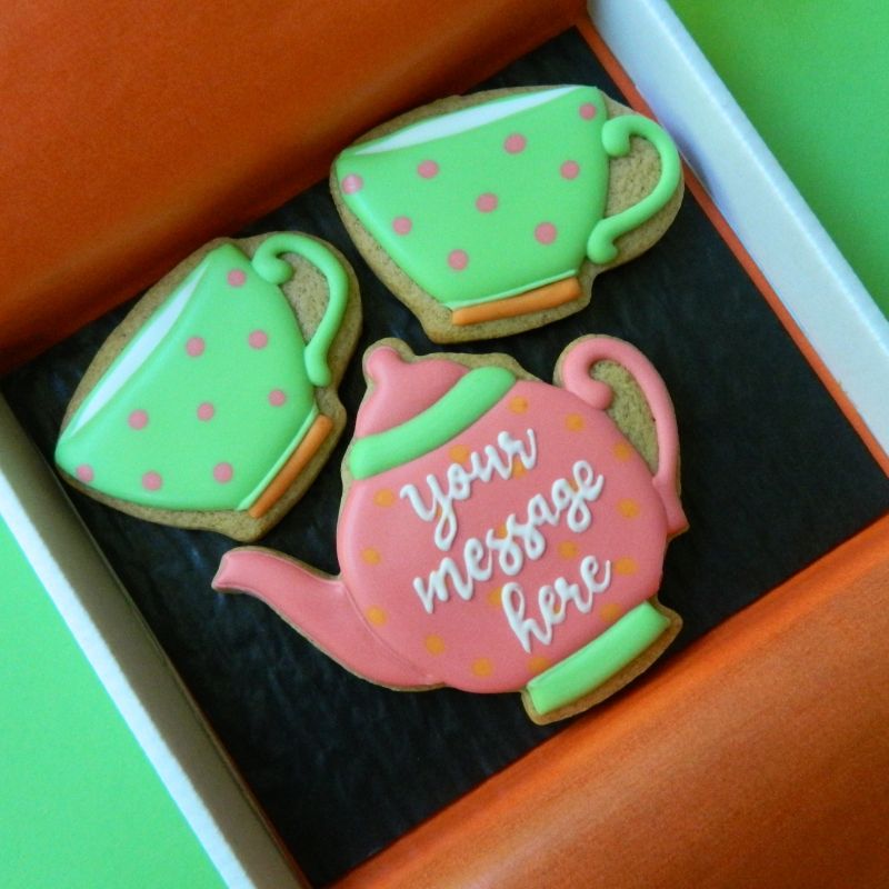 Teapot and Cups Cookie Card